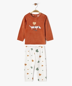 GEMO Pyjama en velours 2 pièces avec motif ourson bébé garçon orange standard