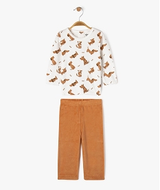 GEMO Pyjama en velours 2 pièces motifs chiens bébé garçon Blanc