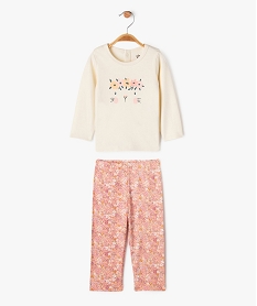 GEMO Pyjama 2 pièces en coton à motifs fleuris bébé fille beige standard