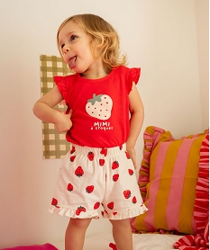 GEMO Pyjashort 2 pièces à motifs fraises bébé fille Rouge