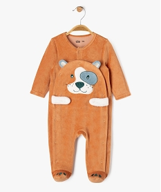 GEMO Pyjama en velours à motifs ours ouvert devant bébé garçon Orange