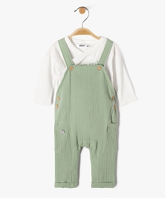 GEMO Ensemble 2 pièces bébé garçon body et salopette vert standard