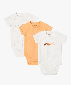 GEMO Body manches courtes fermeture croisée bébé fille (lot de 3) Blanc