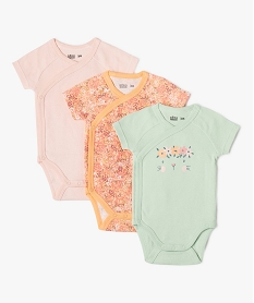 GEMO Body à manches courtes fermeture croisée bébé fille (lot de 3) vert standard