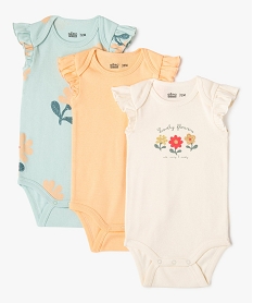 GEMO Body sans manches avec volants à motifs fleuris bébé fille (lot de 3) vert standard