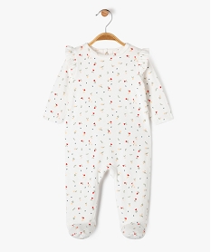 GEMO Pyjama en velours avec volants et motifs coeurs bébé fille Blanc