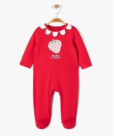 GEMO Pyjama dors-bien en coton avec motif fraise bébé fille Rouge