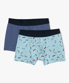 GEMO Boxer en coton stretch uniimprimé garçon (lot de 2) Bleu