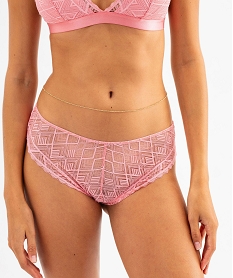 GEMO Shorty en microfibre et dentelle femme Rose