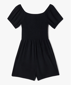 GEMO Combishort en viscose avec buste smocké fille Noir