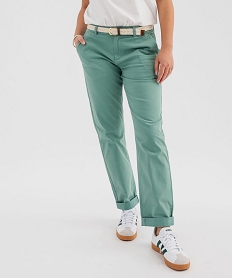 GEMO Pantalon carotte en coton stretch femme vert standard