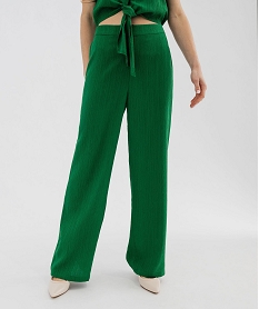 GEMO Pantalon ample fluide et texturée femme vert standard