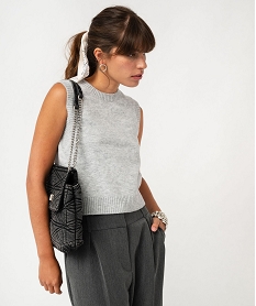 GEMO Pull sans manches coupe courte femme Gris