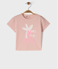 GEMO Tee-shirt manches courtes en coton imprimé fantaisie bébé fille rose standard