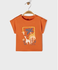 GEMO Tee-shirt manches ultra courtes coupe large avec motif bébé fille orange standard