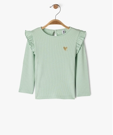 GEMO Tee-shirt manches longues avec volants sur les épaules bébé fille vert standard