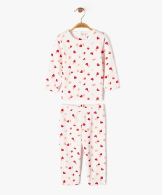 GEMO Pyjama en velours 2 pièces motifs cœurs bébé fille Beige