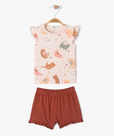 GEMO Pyjashort en coton doux imprimé chats bébé Multicolore