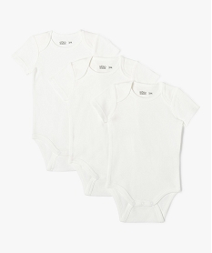 GEMO Body manches courtes en coton uni bébé (lot de 3) Blanc