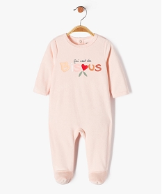 GEMO Pyjama en velours avec message coloré bébé fille Rose