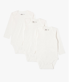 GEMO Body manches longues en coton uni bébé (lot de 3) Blanc