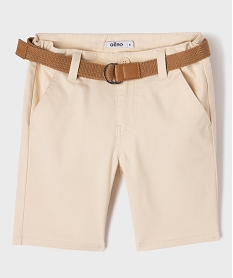 GEMO Bermuda chino en coton stretch avec ceinture garçon beige standard