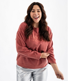 GEMO Sweat brodé coupe loose coloris unique femme grande taille Rouge