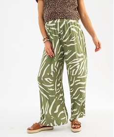 GEMO Pantalon de grossesse large et fluide avec taille smockée Vert