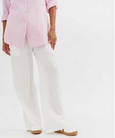 GEMO Pantalon large en gaze de coton femme blanc chine