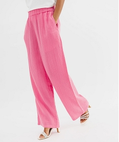 GEMO Pantalon large en gaze de coton femme rose standard