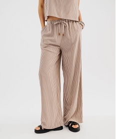 GEMO Pantalon large et fluide en viscose imprimée femme rayure