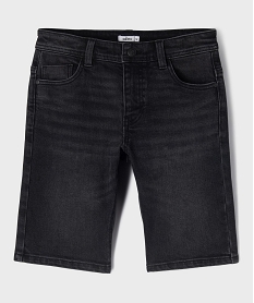 GEMO Bermuda en jean stretch coupe slim taille ajustable garçon noir standard