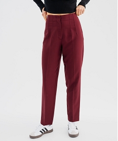 GEMO Pantalon de costume fluide avec pinces femme rouge vif