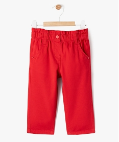 GEMO Pantalon en toile de coton à taille froncée bébé fille rouge standard