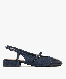 GEMO Escarpins sling-back avec bout verni femme Bleu