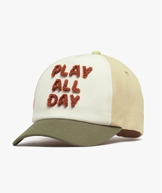 GEMO Casquette tricolore avec message en maille bouclette garçon Beige