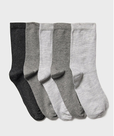 GEMO Chaussettes hautes coloris uni garçon (lot de 5) gris standard