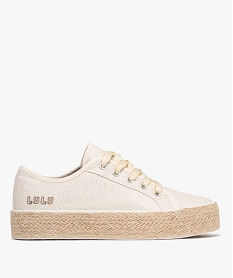 GEMO Baskets en toile brillante à semelle plateforme en corde femme - LuluCastagnette Beige