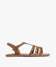 GEMO Sandales en cuir multibrides fille marron vif