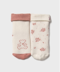 GEMO Chaussettes en maille bouclette bébé (lot de 2) - LuluCastagnette rose standard