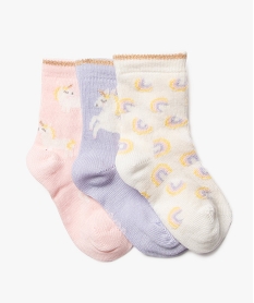 GEMO Chaussettes à motifs licorne bébé fille (lot de 3) rose standard