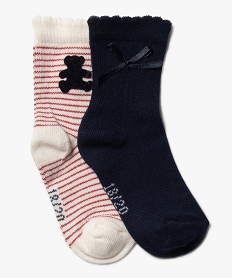 GEMO Chaussettes fantaisie bébé fille (lot de 2) - LuluCastagnette Blanc