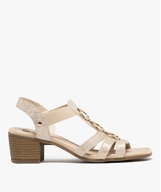 GEMO Sandales confort à brides métallisées et anneaux métalliques femme Beige