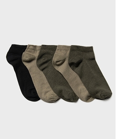 GEMO Chaussettes garçon ultra-courtes unies (lot de 5 paires) Vert