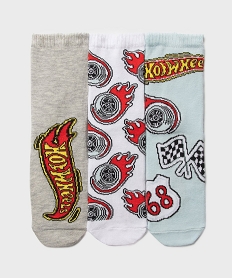 GEMO Chaussettes tige haute en coton imprimé garçon - Hotwheels (lot de 3) gris standard