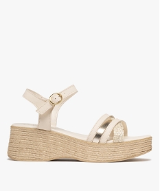 GEMO Sandales à brides avec semelle plateforme aspect corde femme - Tanéo Beige