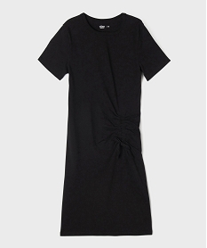 GEMO Robe tee-shirt en maille à taille froncée fille Noir