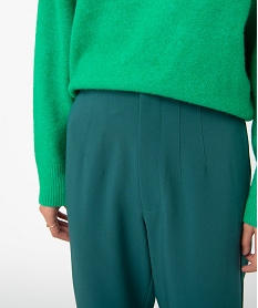 pantalon femme en toile coupe large et taille haute vert pantalonsP187701_2