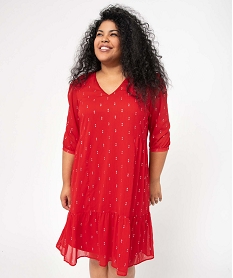 robe femme grande taille a motifs scintillants rouge robesP277501_1