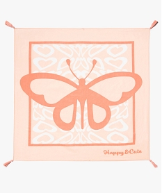 foulard file a motif papillon et pompons rose standardQ098801_3